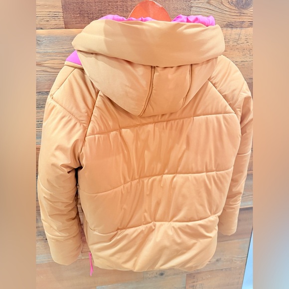 AVEC Les FILLES Brown Puffer Jacket with Pink Lining - Picture 8 of 15